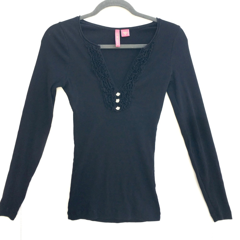 Charlotte Tarantola Ruffle Deep-V Henley
